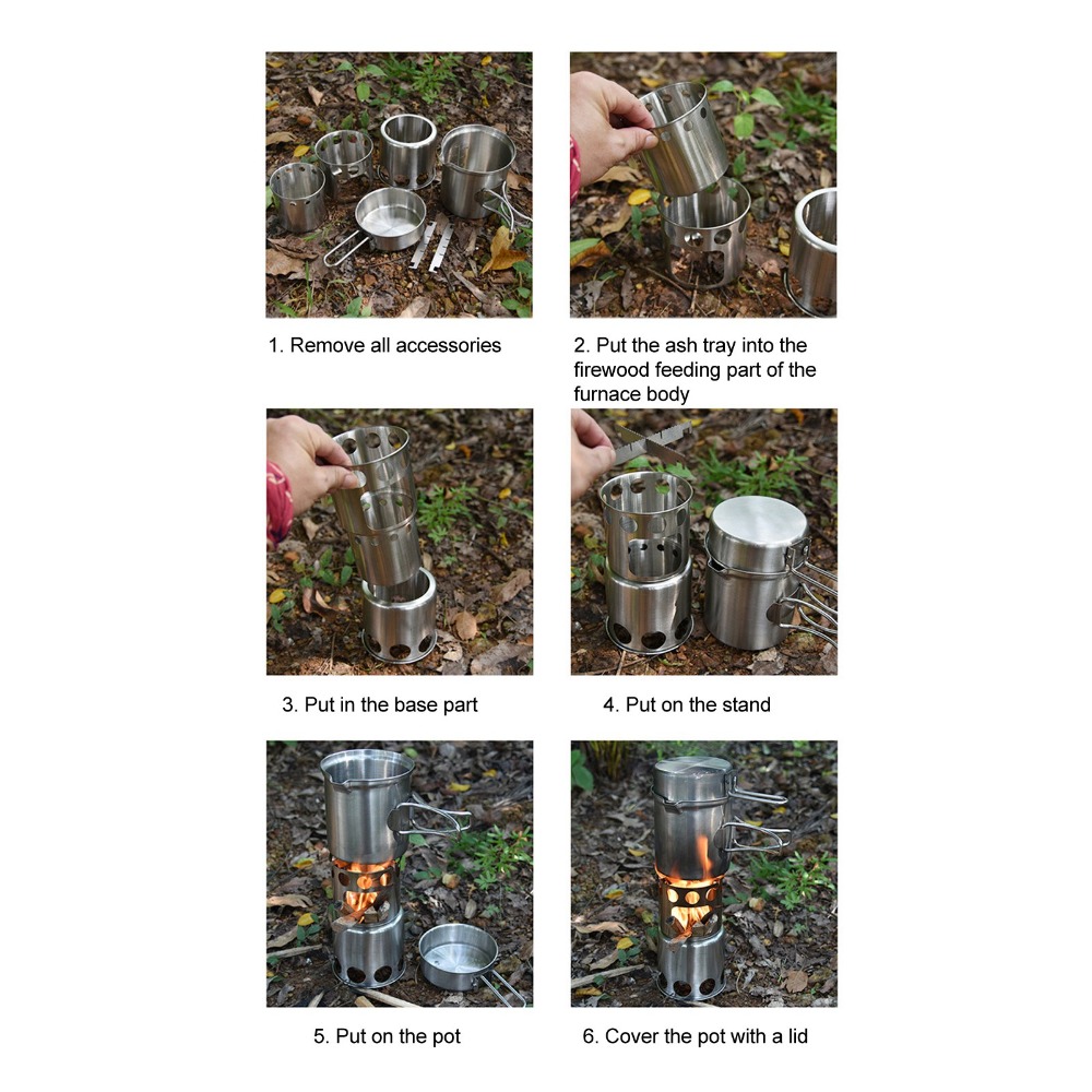 Camping Cooking Pot Set - Conjunto de Utensílios de Cozinha para