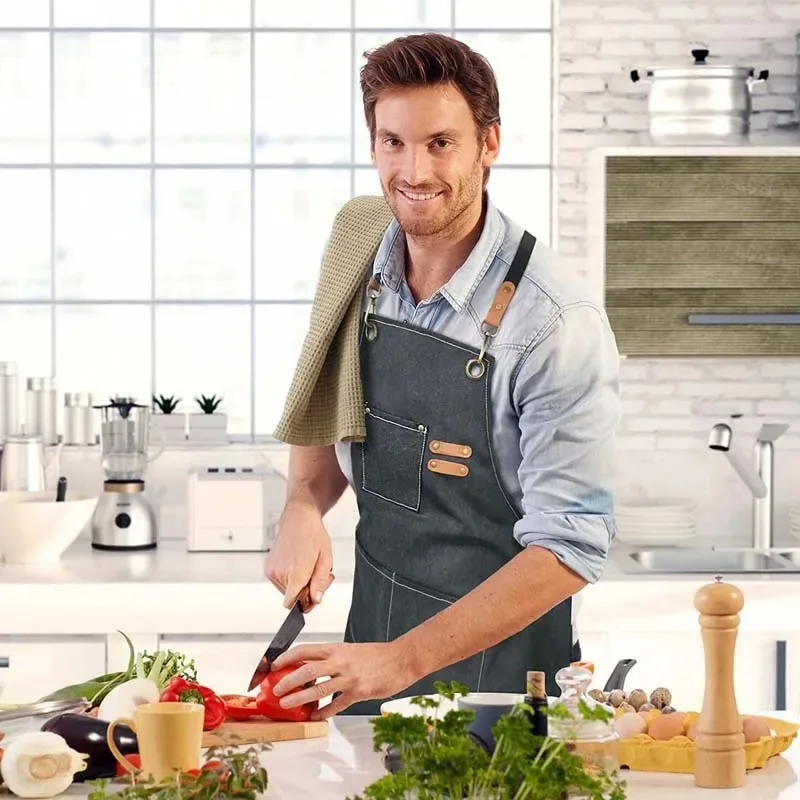 Avental de lona doméstico à pr - Camping Cooking Apron avaliação e preço