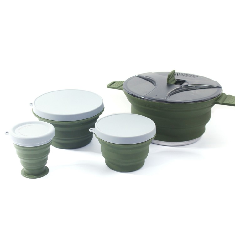 Conjunto de panelas dobráveis  - Camping Cooking Set Compact avaliação e preço