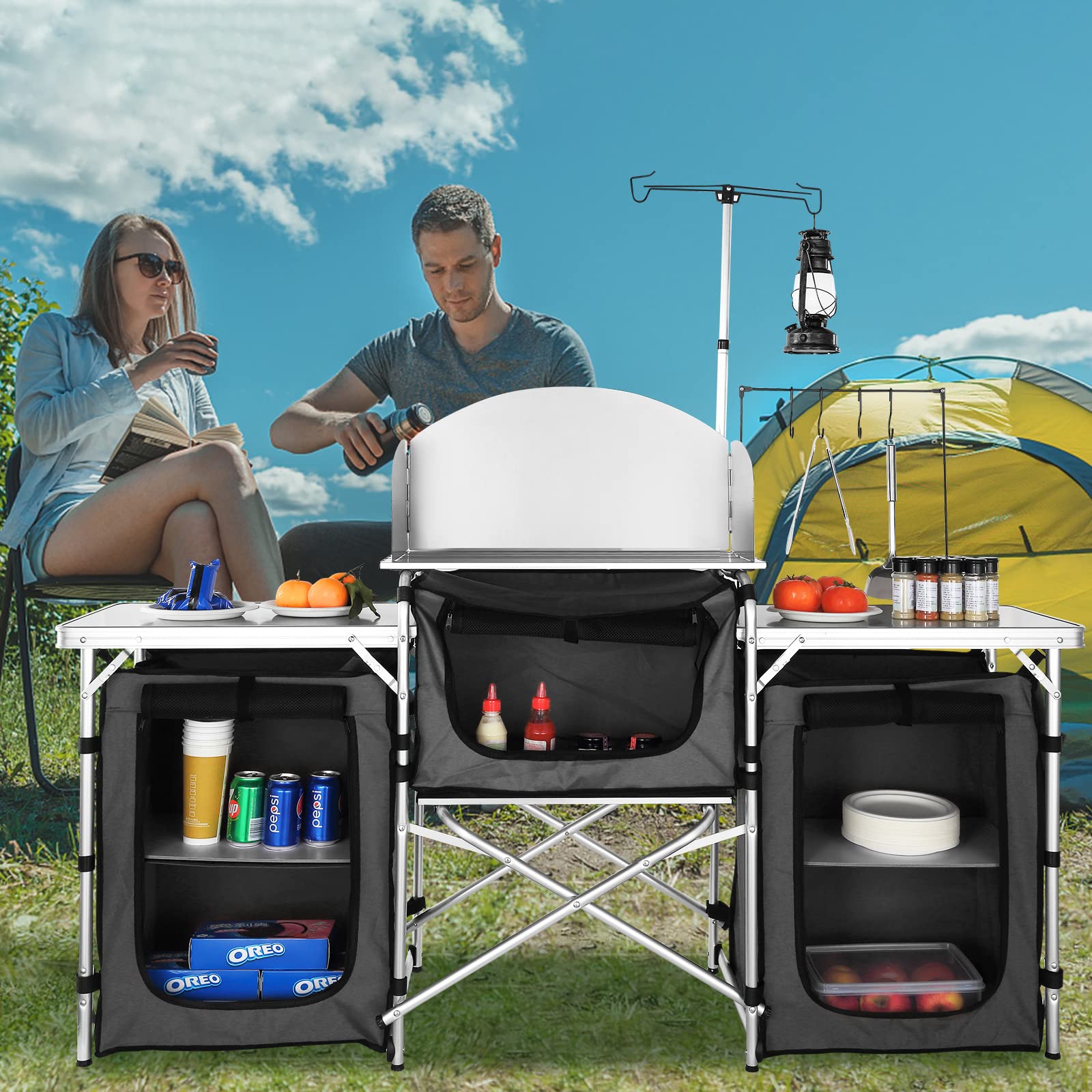 Mesa de Cozinha Dobrável para  - Camping Cooking Cupboard avaliação e preço